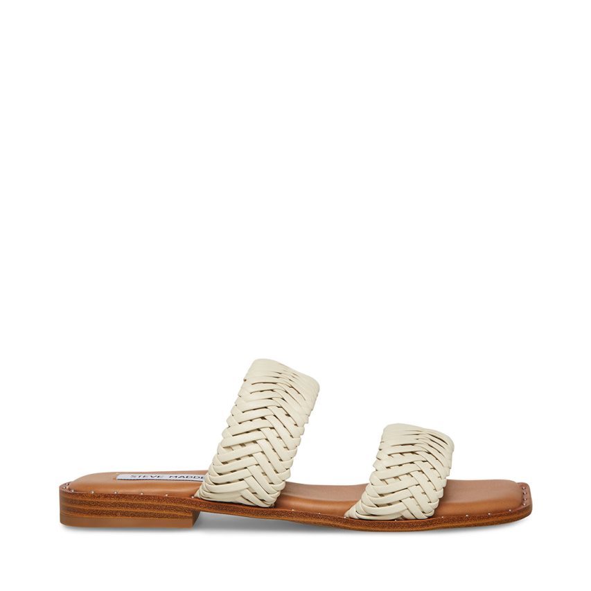 White Steve Madden Sharyn Women's Flat Sandals | PH 6248FVL